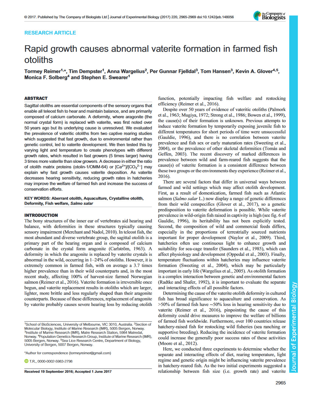 Journal of Evolutionary Biology snapshot